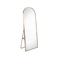 Elegant Arched Floor Mirror with Gold Frame and Stand